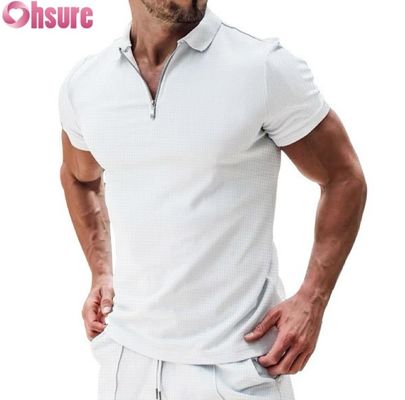 Herren Sommer Casual Kurzarm Polo-Shirt Baumwolle Waffelstrick Stoff Nachhaltig und Blankes Design