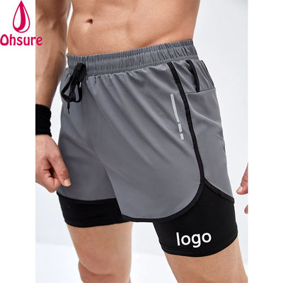 Training Männer Reflektorband Ziehseile Taille 2 in 1 Sport Fitness-Shorts Trainingshorts für Männer