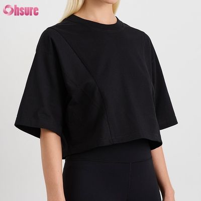 Custom Doppelseite O Hals Leere einfache Übergröße geschnitten Top Solid Casual Athletic Spandex Frauen Kurzärmel T-Shirt