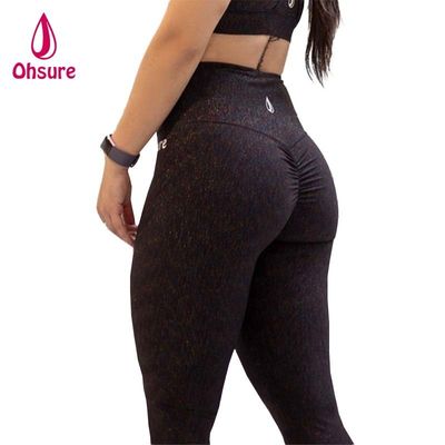 Damen Scrunch-Po-Gymnastik-Leggings, elastische Taille, Sport-Tights, Fitness-Activewear mit einfarbigem Muster, Yogahosen