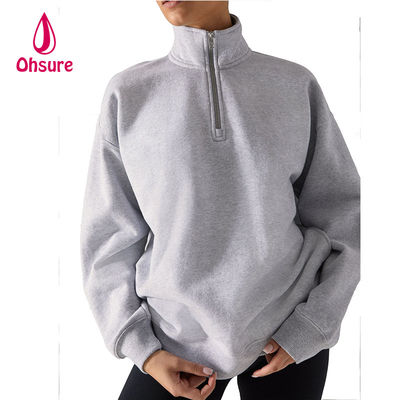 Ohsure Half Zip Pullover 1/4 Zip Sweatshirt Blank Oversized Long Sleeve Sweatshirt Damen Hoodie Custom Cotton Hot Sale Fleece