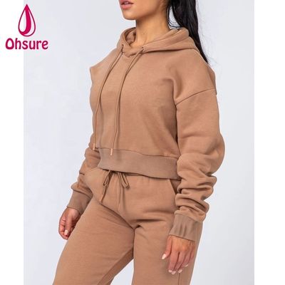 Fitness Wear Frauen Pullover Tops Bio Baumwolle Fleece Sport Hoodies Puff Logo Frauen Training Fitness Hoodies