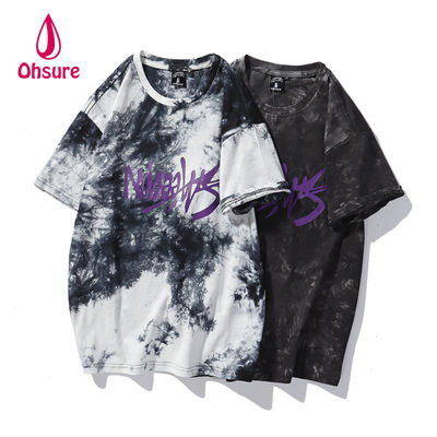 Ohsure 2023 T-Shirt Custom Washing Baumwolle Krawatte T-Shirt Straßenbekleidung Kurzärme Sommer Unisex Männer Casual Print Muster
