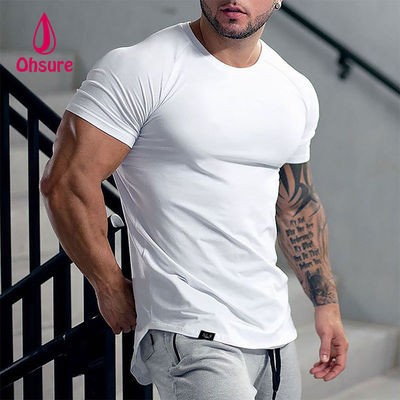 Ohsure Mit Logo Anpassen Benutzerdefiniertes Muster Großhandel Mode Hochwertiges Weißes Freizeit-Oversized-Sport-Baumwoll-Herren-T-Shirt