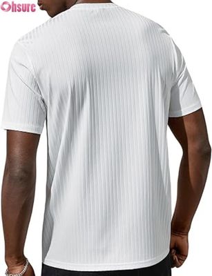Herren Kurzarm Basic T-Shirt Casual Rundhals Ripp-T-Shirt Top