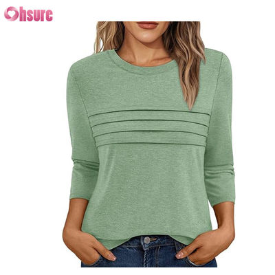 Fitness-T-Shirt mit Dreiviertelärmeln, Baumwoll-Tops, lässige T-Shirts, O-Ausschnitt, Damen-T-Shirt, Arbeits-Sport-T-Shirt