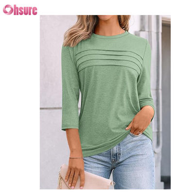 Fitness-T-Shirt mit Dreiviertelärmeln, Baumwoll-Tops, lässige T-Shirts, O-Ausschnitt, Damen-T-Shirt, Arbeits-Sport-T-Shirt