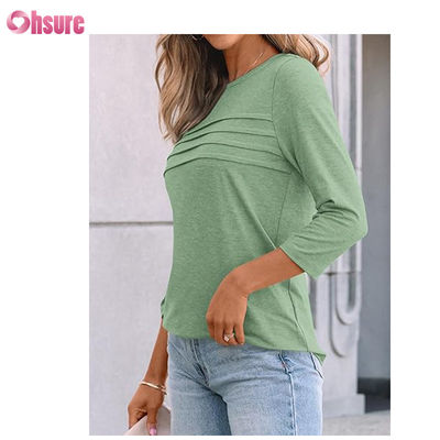 Fitness-T-Shirt mit Dreiviertelärmeln, Baumwoll-Tops, lässige T-Shirts, O-Ausschnitt, Damen-T-Shirt, Arbeits-Sport-T-Shirt