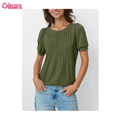 Damen Oberteile Kurzärme T-Shirts Blusen Kleidung Gelegenheitsgeschäft Plüsch Sommer Mode 2025 Grundkleidung Komfortable Kleidung