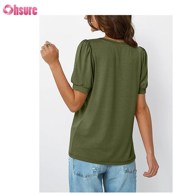 Damen Oberteile Kurzärme T-Shirts Blusen Kleidung Gelegenheitsgeschäft Plüsch Sommer Mode 2025 Grundkleidung Komfortable Kleidung