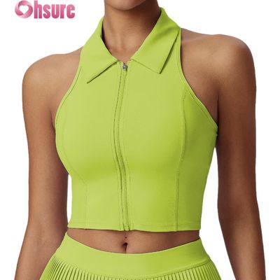 Premium-Frauen-Sport-Tops - Feuchtigkeitsabsaugende Yoga-Hemden mit festen Pads, Stand-Halsband & Slim Fit für Fitnessstudio, Alltagsbekleidung, Golf