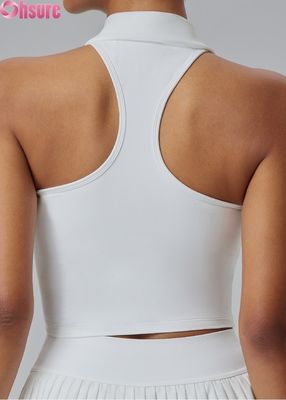 Premium-Frauen-Sport-Tops - Feuchtigkeitsabsaugende Yoga-Hemden mit festen Pads, Stand-Halsband & Slim Fit für Fitnessstudio, Alltagsbekleidung, Golf