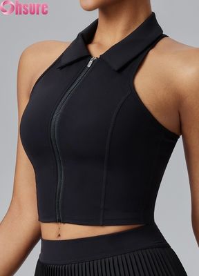 Premium-Frauen-Sport-Tops - Feuchtigkeitsabsaugende Yoga-Hemden mit festen Pads, Stand-Halsband & Slim Fit für Fitnessstudio, Alltagsbekleidung, Golf