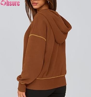 Halb-Zip-Pullover-Hoodie für Damen | Oversized Fleece-Sweatshirt | Benutzerdefiniertes Logo