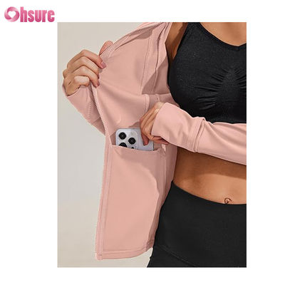 Benutzerdefiniertes Logo Neue Mode Einfarbig Tasche Pullover Reißverschluss Freizeit Sport Fitness Sweatshirt OEM Hohe Qualität für Damen