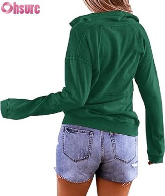 Damen-Sweatshirt mit halbem Reißverschluss, lässiger Pullover, Fleece-Hoodie, OEM-ODM-Hersteller