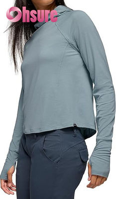 Ökologische Yoga-Hoodies für Damen, Kragen, Langarm-Sweatshirt, Strick-Fitness-Sport-Tops mit Frontlogo