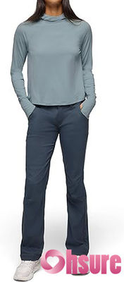 Ökologische Yoga-Hoodies für Damen, Kragen, Langarm-Sweatshirt, Strick-Fitness-Sport-Tops mit Frontlogo