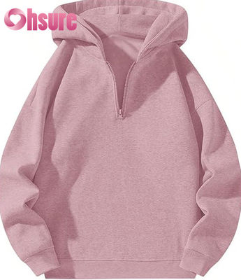 Hochwertiger Fleece-Hoodie für Damen mit Viertelreißverschluss, individuellem Logo, langen Ärmeln und warmem Farbdruck mit Buchstaben für den Herbst