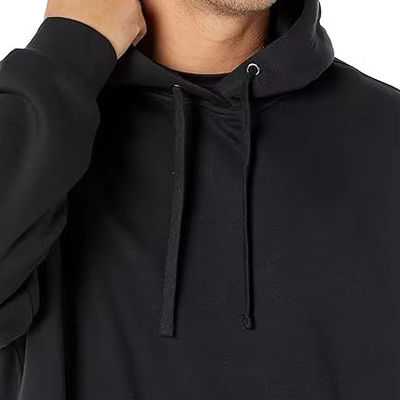 Hochwertiger Baumwollpullover Hoodie für Männer Custom-Übergröße Training Wear Essential Jersey Stoff Solides Muster Kapuzenkragen