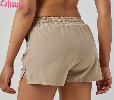 Damen High Waist Schnelltrocknende Sporthosen Atmungsaktive Modische Lauf- & Trainingsshorts mit Taschen