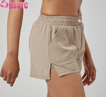 Damen High Waist Schnelltrocknende Sporthosen Atmungsaktive Modische Lauf- & Trainingsshorts mit Taschen