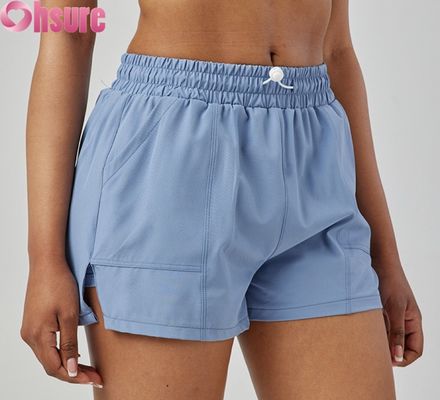 Damen High Waist Schnelltrocknende Sporthosen Atmungsaktive Modische Lauf- & Trainingsshorts mit Taschen