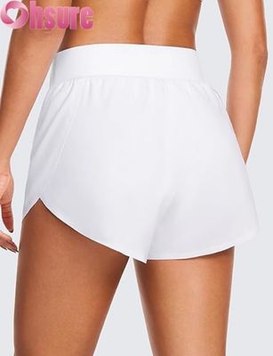High-Waisted Dolphin-Style Athletic Running Shorts für Frauen Sexy Mesh Liner 3\" High Split Komfortable Yog