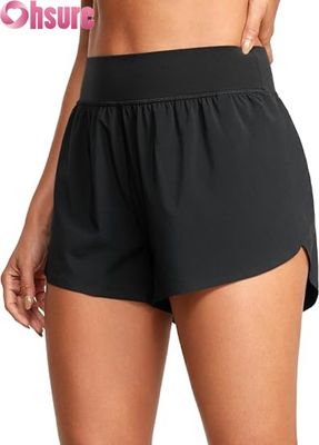 High-Waisted Dolphin-Style Athletic Running Shorts für Frauen Sexy Mesh Liner 3\" High Split Komfortable Yog