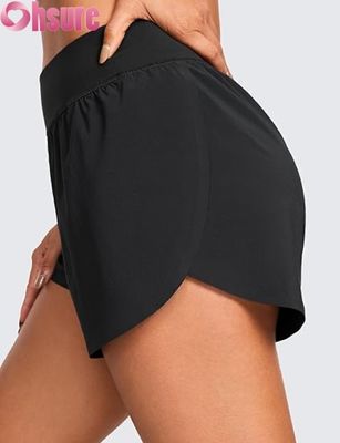 High-Waisted Dolphin-Style Athletic Running Shorts für Frauen Sexy Mesh Liner 3\" High Split Komfortable Yog