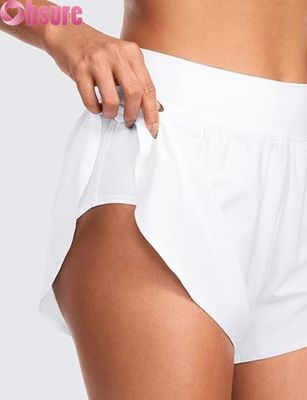 High-Waisted Dolphin-Style Athletic Running Shorts für Frauen Sexy Mesh Liner 3\" High Split Komfortable Yog