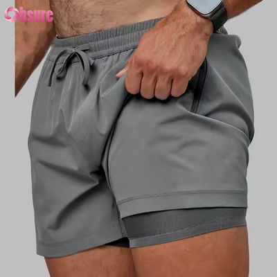 Custom High Quality Nylon Spandex Split Hem Doppelschicht 5 im Sport 2 in 1 Fitnessstudio Laufshorts für Männer