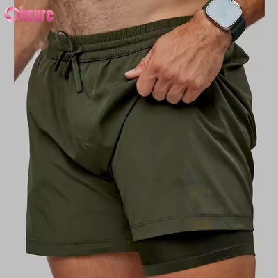 Custom High Quality Nylon Spandex Split Hem Doppelschicht 5 im Sport 2 in 1 Fitnessstudio Laufshorts für Männer