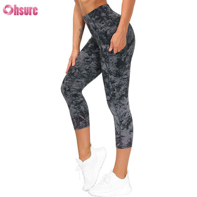 Frauen Yoga Hosen Hochwaage mit Tasche Bauchkontrolle Gym Leggings