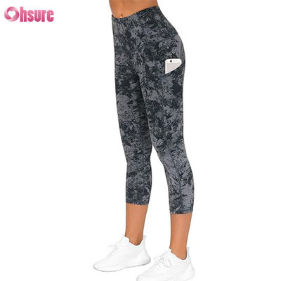 Frauen Yoga Hosen Hochwaage mit Tasche Bauchkontrolle Gym Leggings