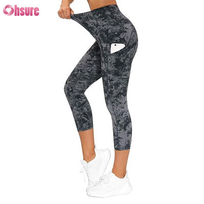Frauen Yoga Hosen Hochwaage mit Tasche Bauchkontrolle Gym Leggings