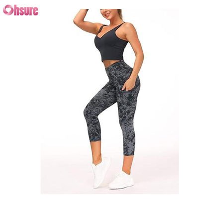 Frauen Yoga Hosen Hochwaage mit Tasche Bauchkontrolle Gym Leggings