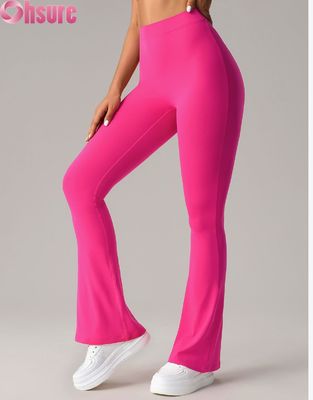 2025 Großhandel Frauennackte Yoga Hosen mit hoher Taille Hintern Lift Flared Leggings für Gym-Tanz