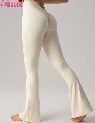 2025 Großhandel Frauennackte Yoga Hosen mit hoher Taille Hintern Lift Flared Leggings für Gym-Tanz