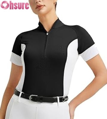 Großhandel Custom Reitwettbewerb Shirt für Frauen Atemberaubende Reit Show Tops Kurzärme Reitbekleidung