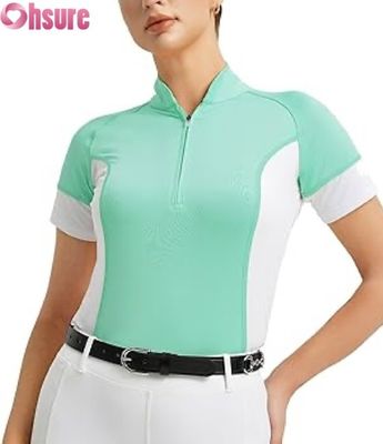 Großhandel Custom Reitwettbewerb Shirt für Frauen Atemberaubende Reit Show Tops Kurzärme Reitbekleidung