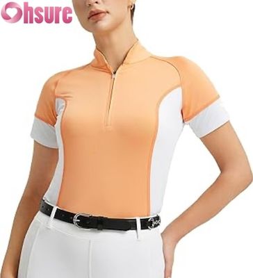 Großhandel Custom Reitwettbewerb Shirt für Frauen Atemberaubende Reit Show Tops Kurzärme Reitbekleidung