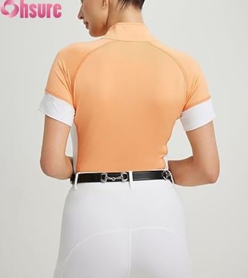 Großhandel Custom Reitwettbewerb Shirt für Frauen Atemberaubende Reit Show Tops Kurzärme Reitbekleidung