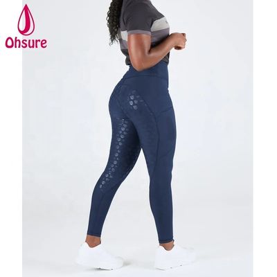 Marine Blau Winter Silikon Reit Hosen Strumpfhosen Frauen Reiten Jodhpur Reiter Legging Hosen mit Tasche