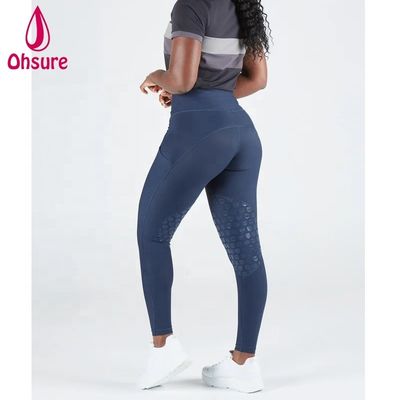 Marine Blau Winter Silikon Reit Hosen Strumpfhosen Frauen Reiten Jodhpur Reiter Legging Hosen mit Tasche