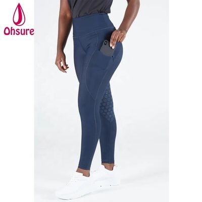 Marine Blau Winter Silikon Reit Hosen Strumpfhosen Frauen Reiten Jodhpur Reiter Legging Hosen mit Tasche
