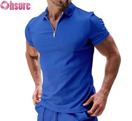 Herren Sommer Casual Kurzarm Polo-Shirt Baumwolle Waffelstrick Stoff Nachhaltig und Blankes Design
