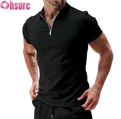 Herren Sommer Casual Kurzarm Polo-Shirt Baumwolle Waffelstrick Stoff Nachhaltig und Blankes Design