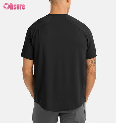 Custom Männer Fitness-T-Shirt Schnelltrockentraining Top Atmung Raglan Ärmel Leichtgewicht Polyester Spandex-300gsm Stoff