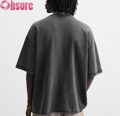 Individuelles Heavyweight T-Shirt für Herren - Gewaschene Baumwolle Vintage Streetwear, Oversized-Design mit überschnittenen Schultern, Großbestellung verfügbar